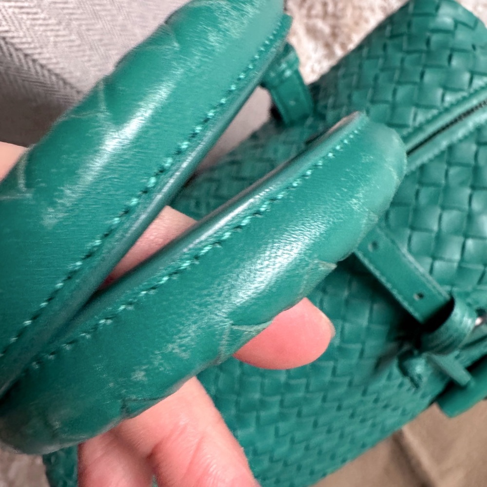 SOLD🎄Bottega Veneta montaigne teal green intrecciato satchel shoulder bag - Picture 8 of 15